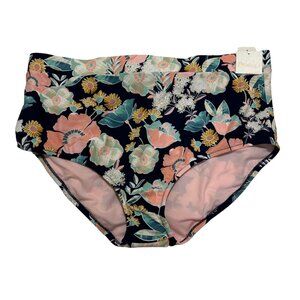 Raisins Plus‎ Size 22W Tie Back High-Rise Bikini Bottoms Navy Floral NWT